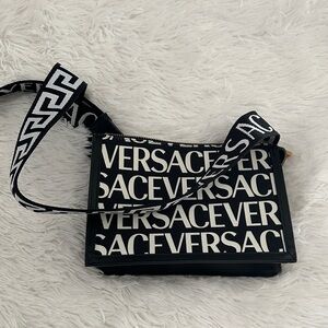 Versace Monochrome Logo Crossbody Bag
